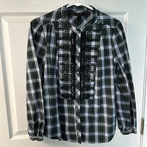 J Crew embellished tartan plaid shirt